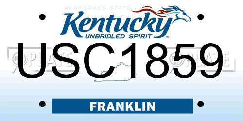 USC1859 Kentucky License Plate