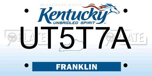 UT5T7A Kentucky License Plate