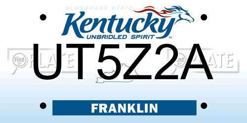 UT5Z2A Kentucky License Plate