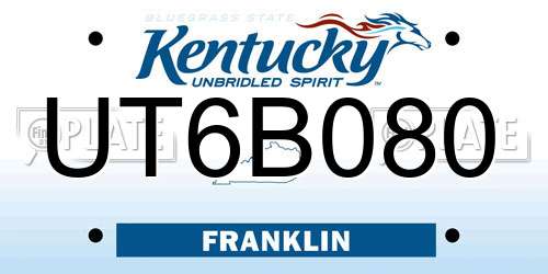 UT6B080 Kentucky License Plate