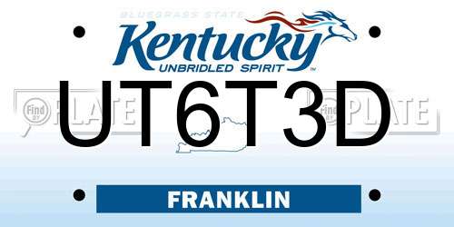UT6T3D Kentucky License Plate
