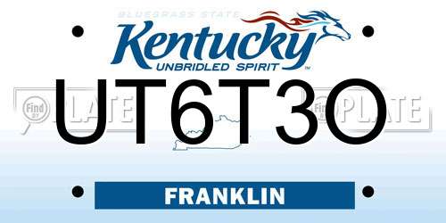 UT6T3O Kentucky License Plate