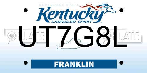 UT7G8L Kentucky License Plate