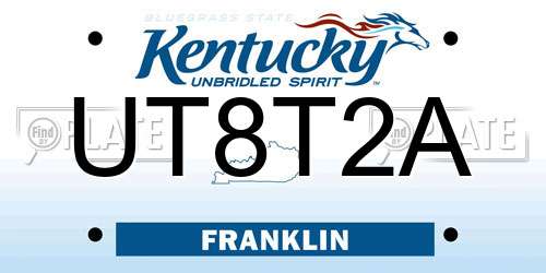 UT8T2A Kentucky License Plate