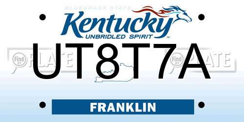 UT8T7A Kentucky License Plate