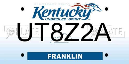 UT8Z2A Kentucky License Plate