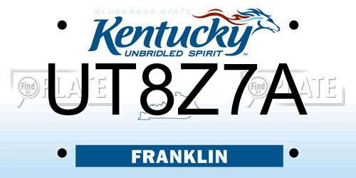 UT8Z7A Kentucky License Plate
