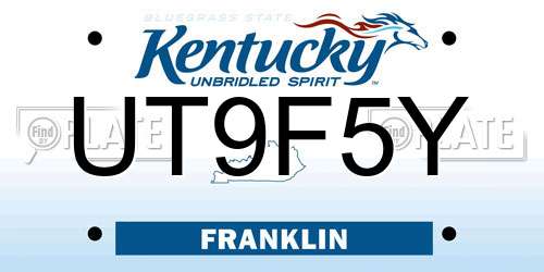 UT9F5Y Kentucky License Plate