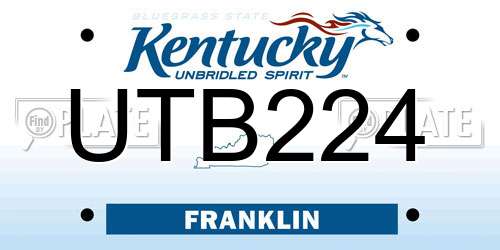 UTB224 Kentucky License Plate