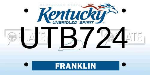 UTB724 Kentucky License Plate