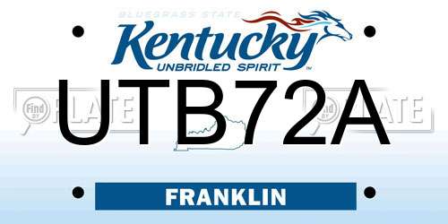 UTB72A Kentucky License Plate