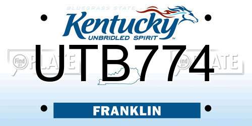 UTB774 Kentucky License Plate