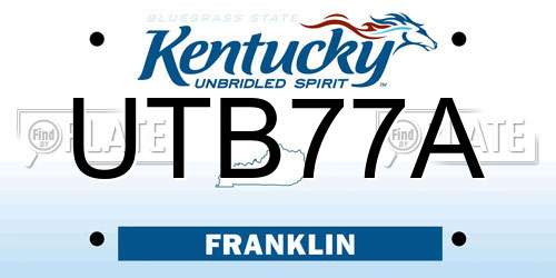 UTB77A Kentucky License Plate