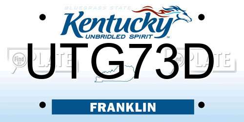 UTG73D Kentucky License Plate