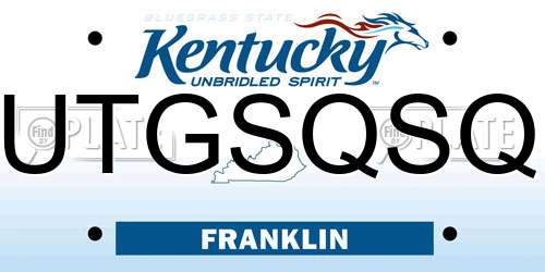 UTGSQSQ Kentucky License Plate