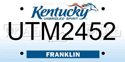 UTM2452 Kentucky License Plate