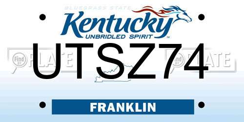 UTSZ74 Kentucky License Plate