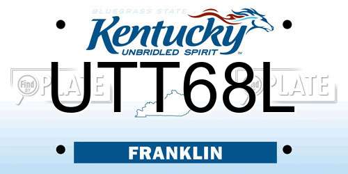 UTT68L Kentucky License Plate