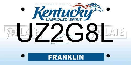 UZ2G8L Kentucky License Plate