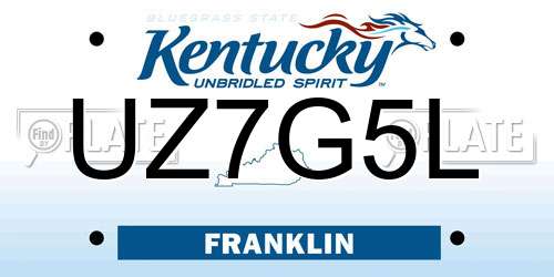 UZ7G5L Kentucky License Plate