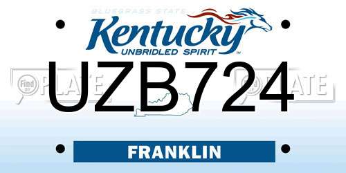 UZB724 Kentucky License Plate
