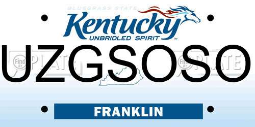 UZGSOSO Kentucky License Plate