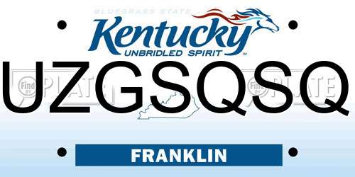 UZGSQSQ Kentucky License Plate