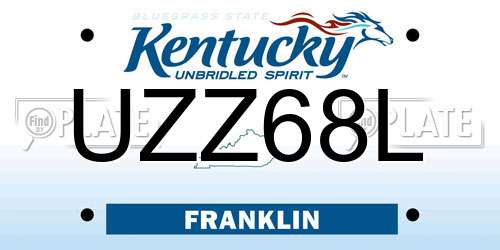 UZZ68L Kentucky License Plate