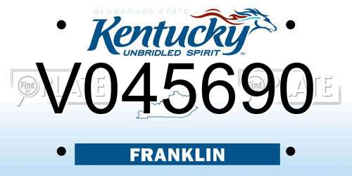 V045690 Kentucky License Plate