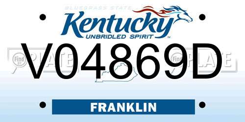 V04869D Kentucky License Plate