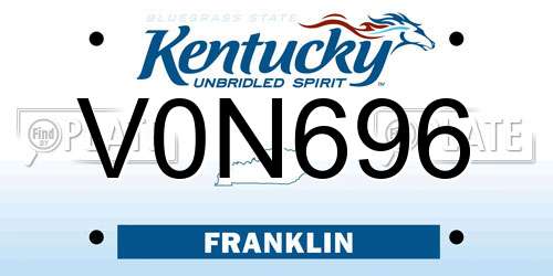 V0N696 Kentucky License Plate