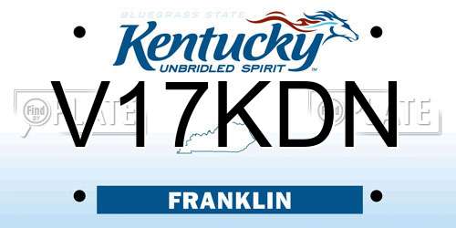 V17KDN Kentucky License Plate