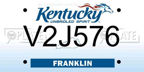 V2J576 Kentucky License Plate