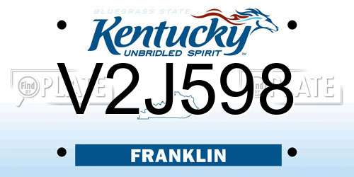 V2J598 Kentucky License Plate