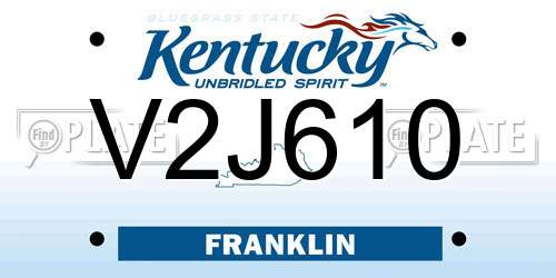 V2J610 Kentucky License Plate