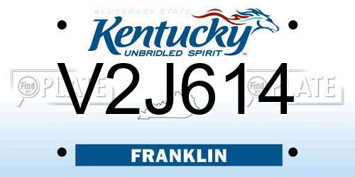 V2J614 Kentucky License Plate