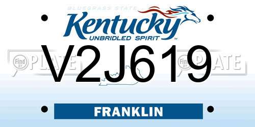 V2J619 Kentucky License Plate