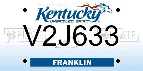 V2J633 Kentucky License Plate