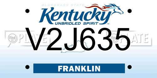 V2J635 Kentucky License Plate