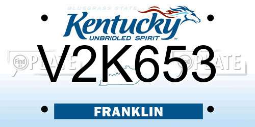 V2K653 Kentucky License Plate