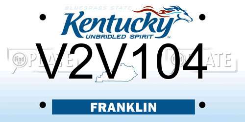 V2V104 Kentucky License Plate