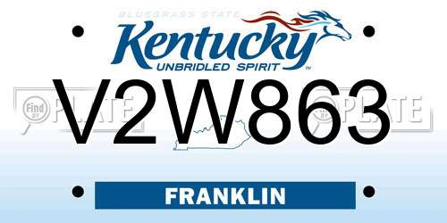 V2W863 Kentucky License Plate