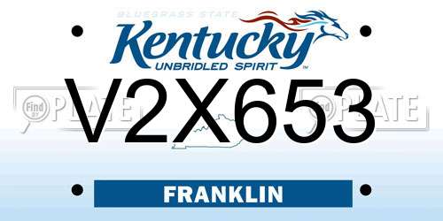 V2X653 Kentucky License Plate