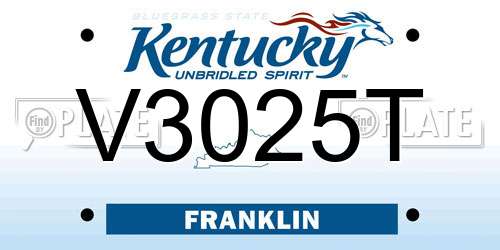 V3025T Kentucky License Plate