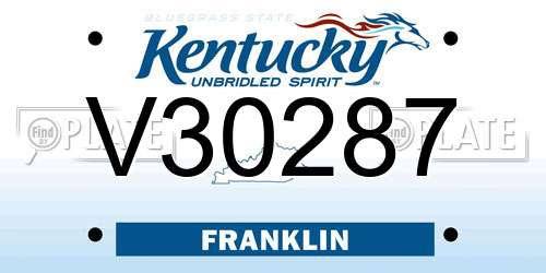 V30287 Kentucky License Plate