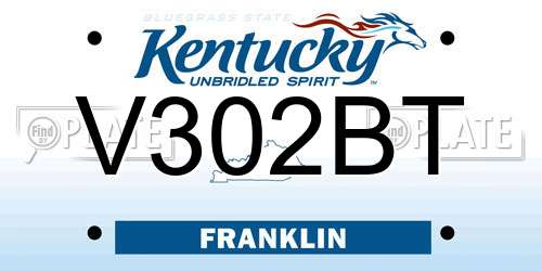 V302BT Kentucky License Plate