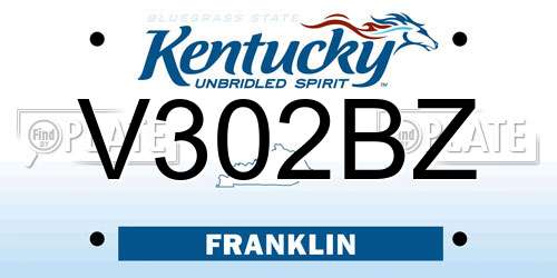 V302BZ Kentucky License Plate