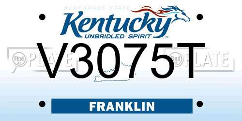 V3075T Kentucky License Plate