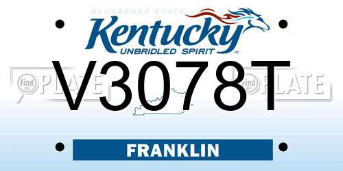 V3078T Kentucky License Plate