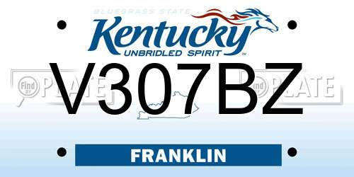 V307BZ Kentucky License Plate